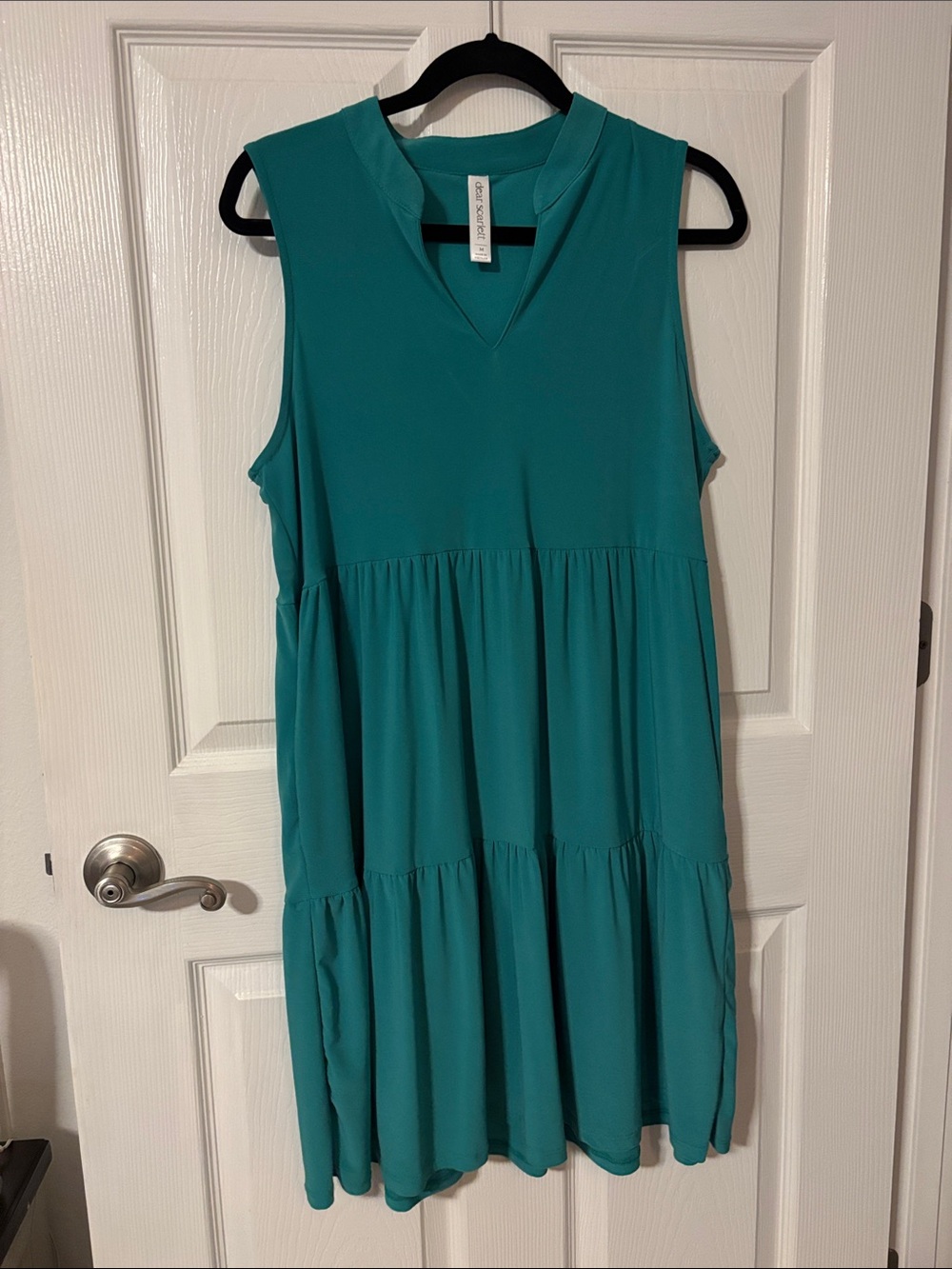 Scarlett Teal Sleeveless Tiered V-Neck Midi Dress
